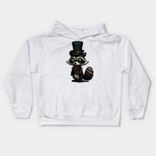 Raccoon Top Hat Kids Hoodie